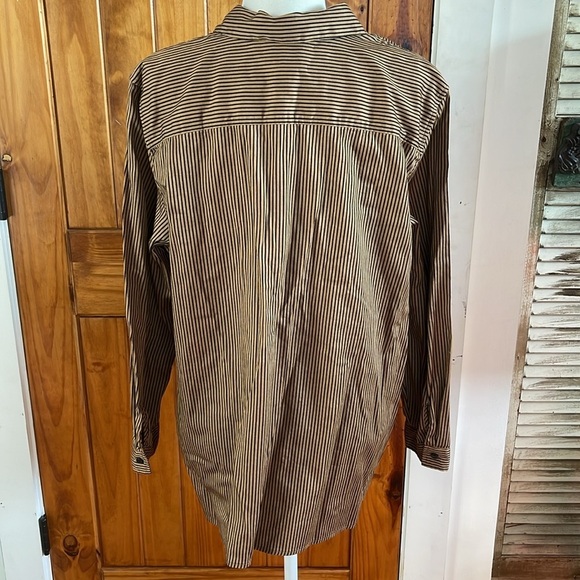 Chico’s black tan Striped button down long sleeve shirt size 3 / XL - Picture 3 of 9